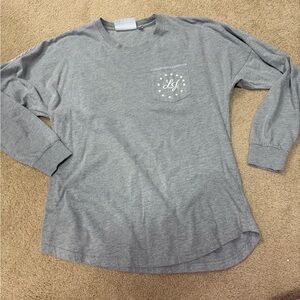 Lauren James American Flag Gray Long Sleeve Tee